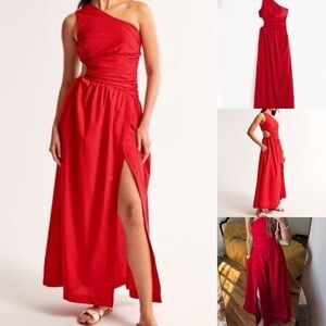 NWOT Abercrombie & Fitch One Shoulder Cutout Maxi Dress xs red